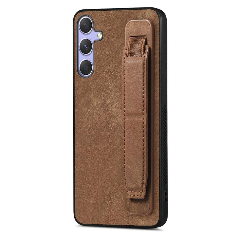 (Brown) Case For Samsung Galaxy S25 Wrist Strap Lightweight Retro Shockproof Brown 764544177405