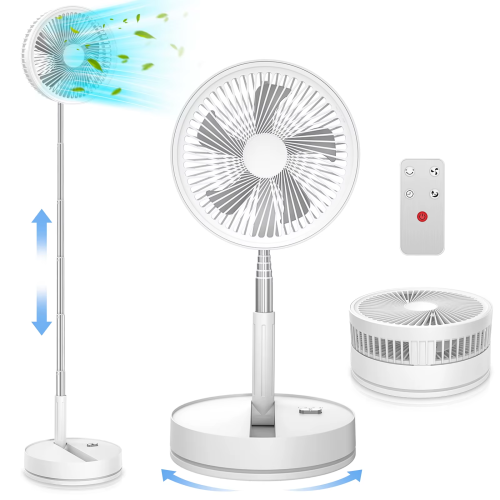 Portable Foldable Telescopic Fan 7200mAh USB Rechargeable Standing 2