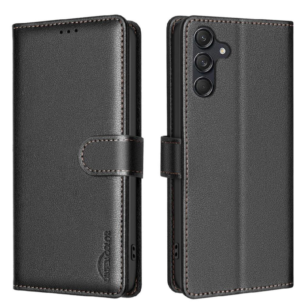 (Black) Flip Case For Samsung Galaxy S25 Plus Magnetic Card Holder Kickstand Rfid Blocking Pu Leather Wallet Black 764544179324