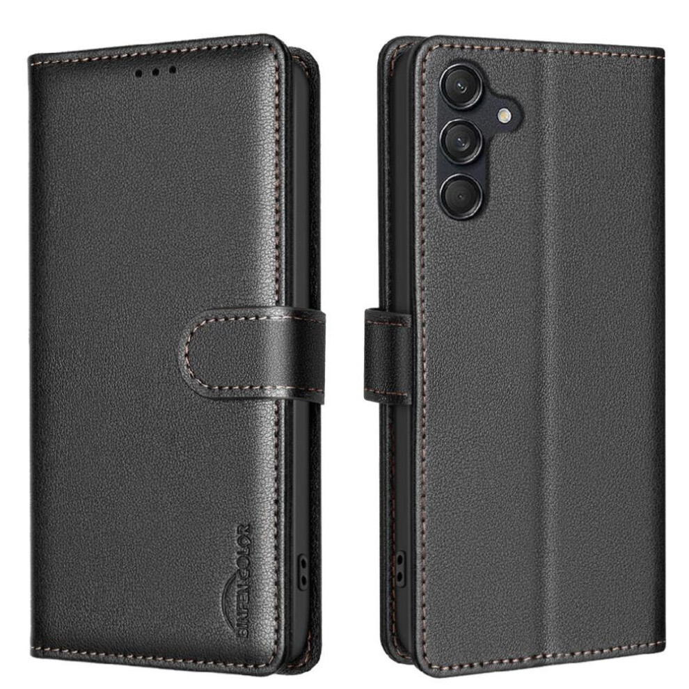 (Black) Flip Case For Samsung Galaxy S25 Card Holder Kickstand Rfid Blocking Wallet Magnetic Pu Leather Black 764544179379