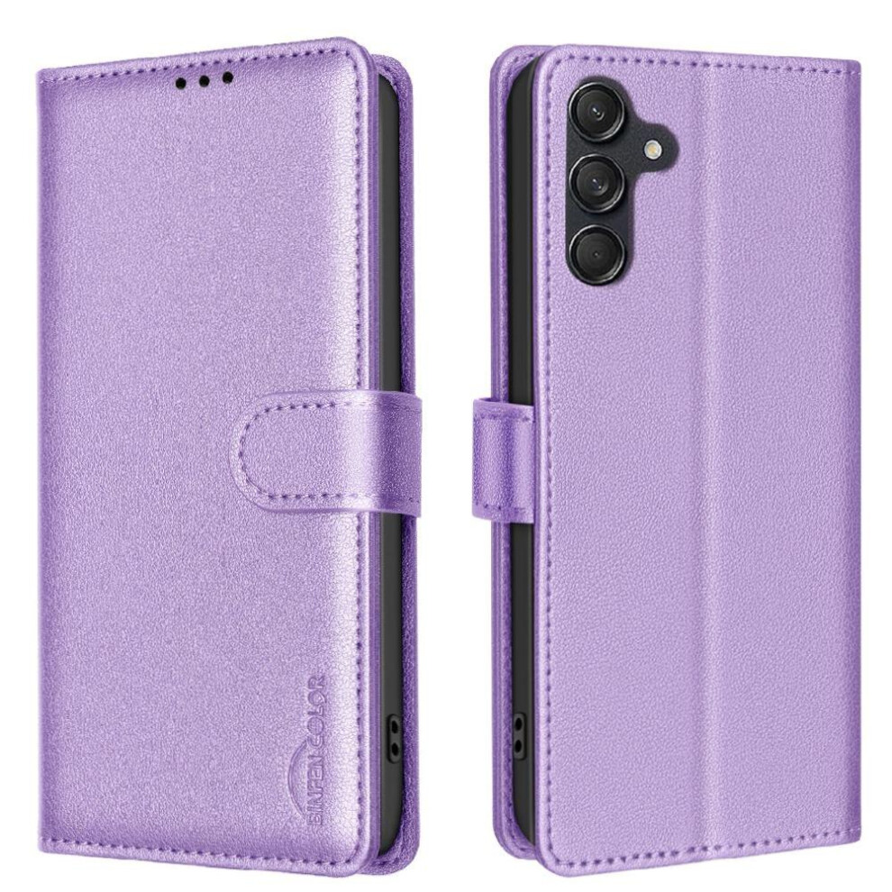 (Purple) Flip Case For Samsung Galaxy S25 Card Holder Kickstand Rfid Blocking Wallet Magnetic Pu Leather Purple 764544179409