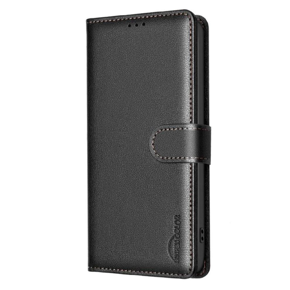 (Black) Flip Case For Samsung Galaxy S25 Ultra Pu Leather Card Holder Kickstand Magnetic Rfid Blocking Wallet Black 764544179423