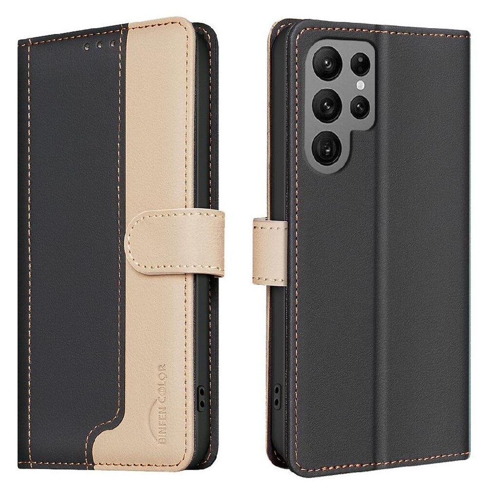 (Black) Flip Case For Samsung Galaxy S25 Ultra Flip Folio Card Slots Holder Kickstand Shockproof Tpu Inner Shell Rfid Blocking Black 764544180405