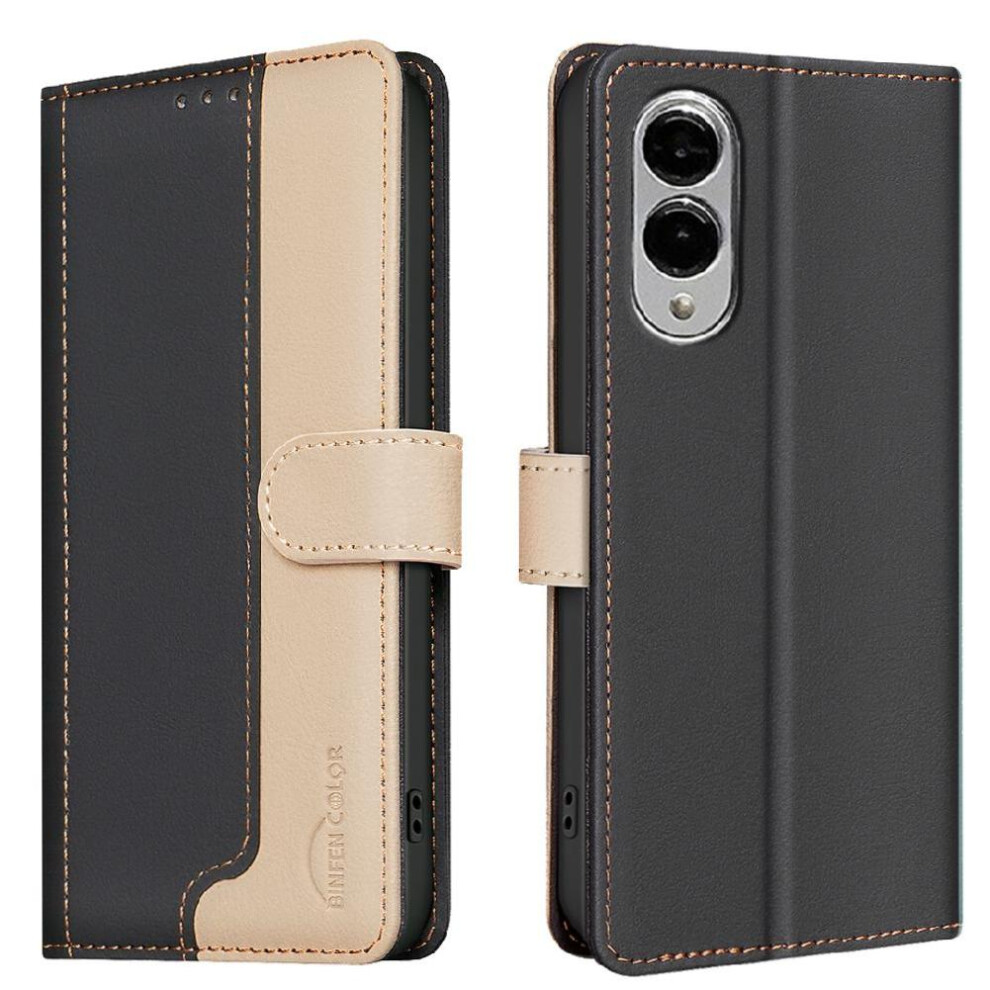 (Black) Flip Case For Samsung Galaxy S25 Edge Kickstand Card Slots Holder Shockproof Tpu Inner Shell Rfid Blocking Flip Folio Black 764544180450