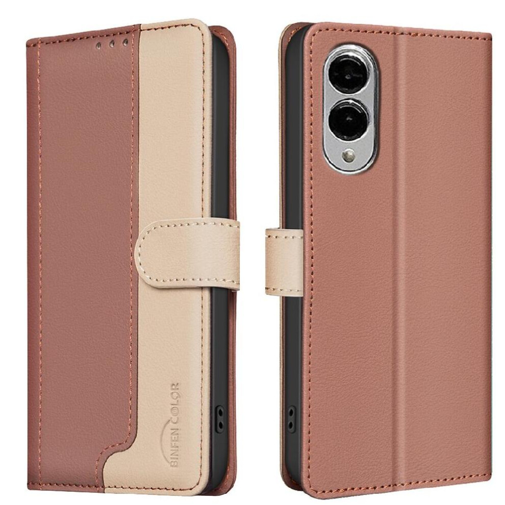 (Brown) Flip Case For Samsung Galaxy S25 Edge Kickstand Card Slots Holder Shockproof Tpu Inner Shell Rfid Blocking Flip Folio Brown 764544180443