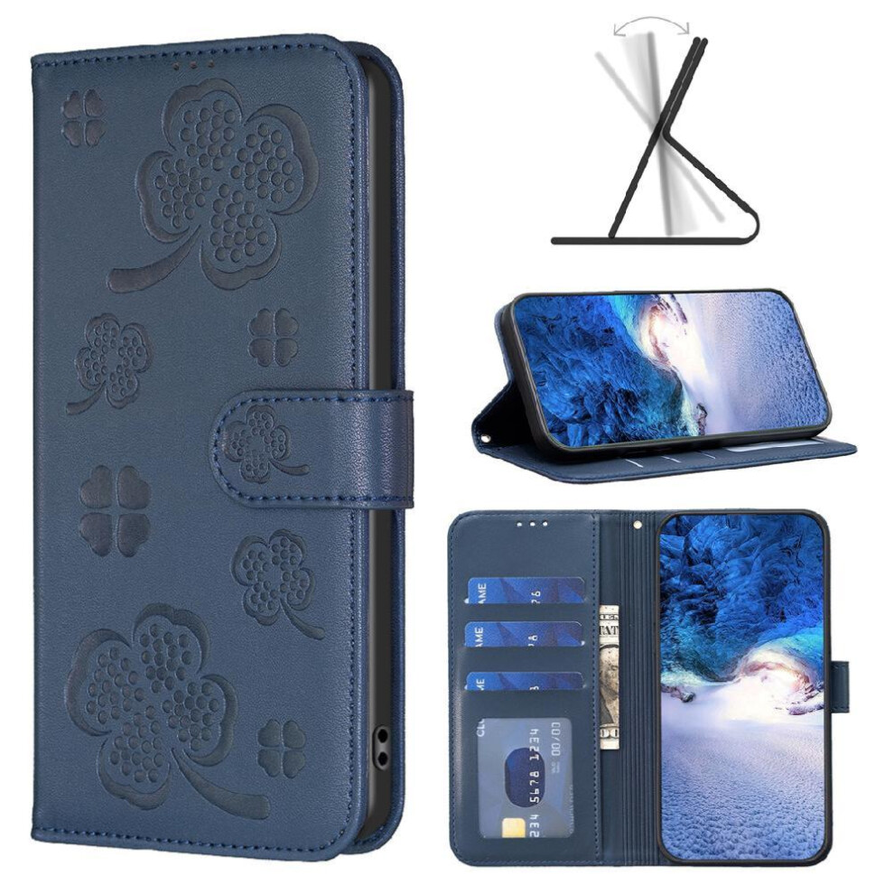Photos - Case  Flip  for Samsung Galaxy S25 Ultra Multi-color Clover Flower Wallet Card Slots Holder Kickstand Pu Leather(Blue)