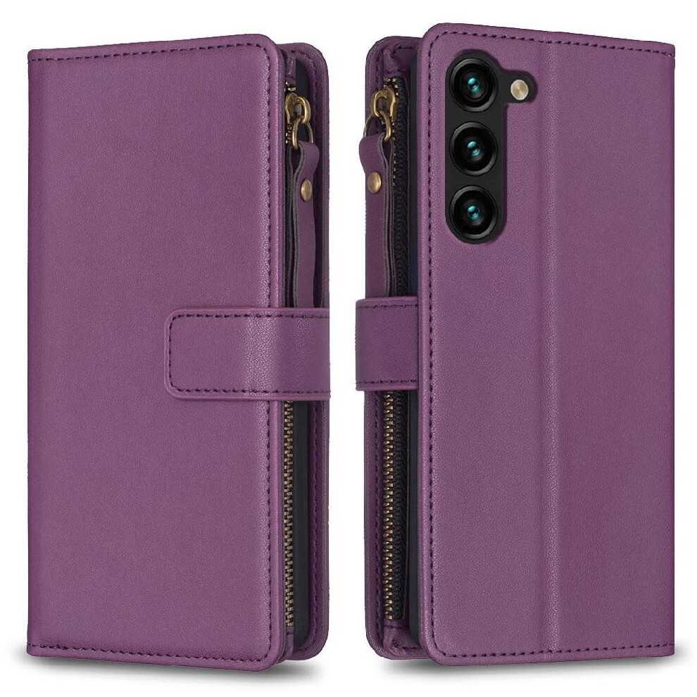 ( Violet) Flip Case For Samsung Galaxy S25 Business Wallet Multi-Card Slot Multi-Color Splicing Dark 764544182560