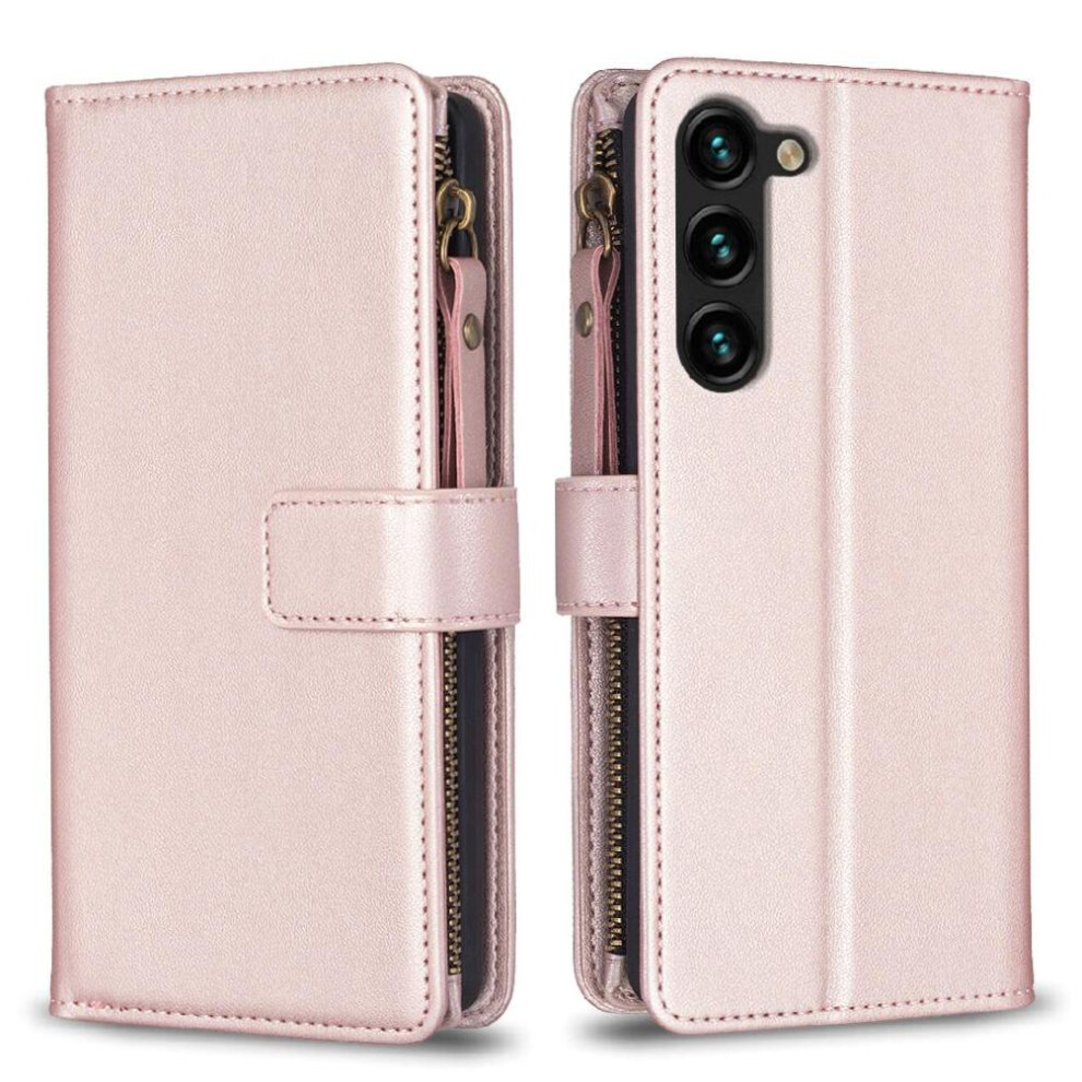 (Gold) Flip Case For Samsung Galaxy S25 Business Wallet Multi-Card Slot Multi-Color Splicing Gold 764544182584