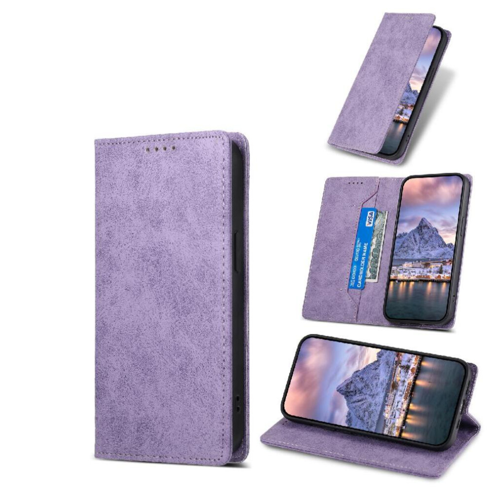 (Purple) Flip Case For Samsung Galaxy S25 Edge Tpu Card Slot Shockproof Kickstand Business Casual Purple 764544182867
