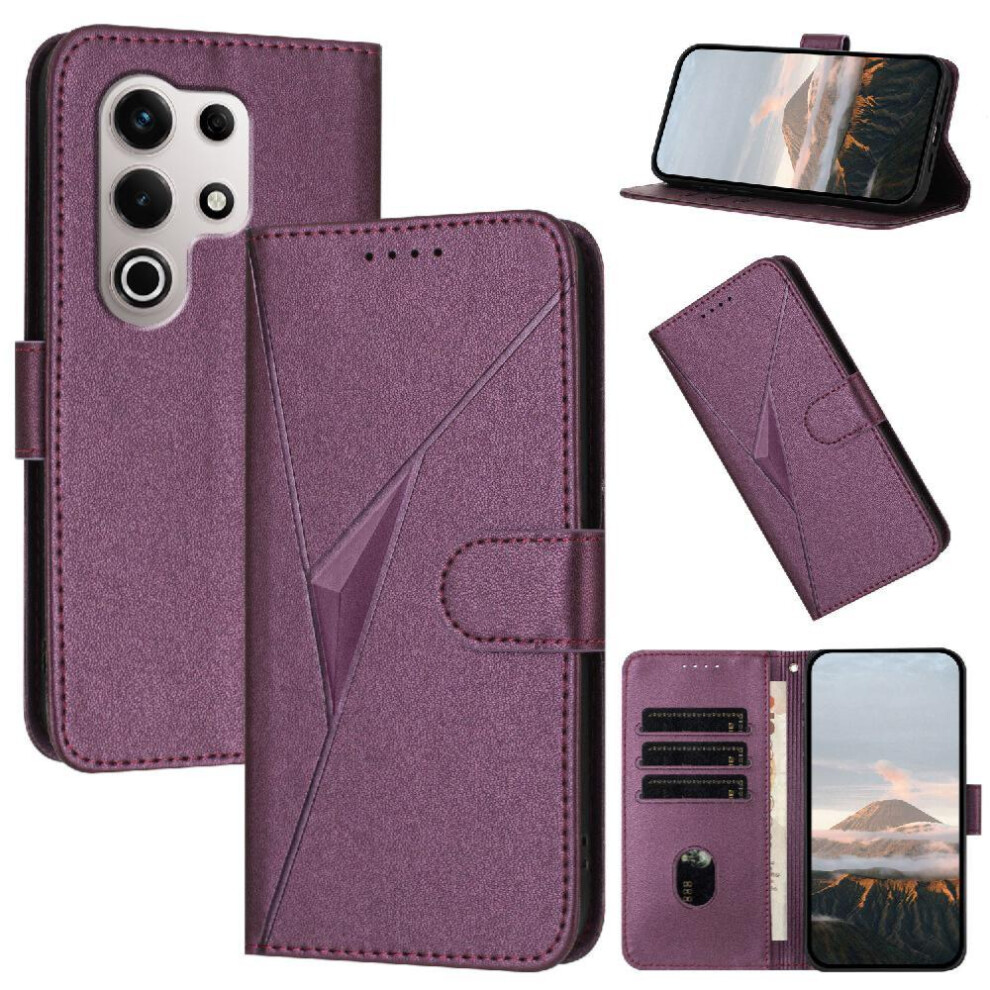( Violet) Flip Case For Itel S25 Ultra With Kickstand Function Premium Pu Leather With Card Slots Flip Protective Mobile Phone Anti-Fall Dark 764544183697
