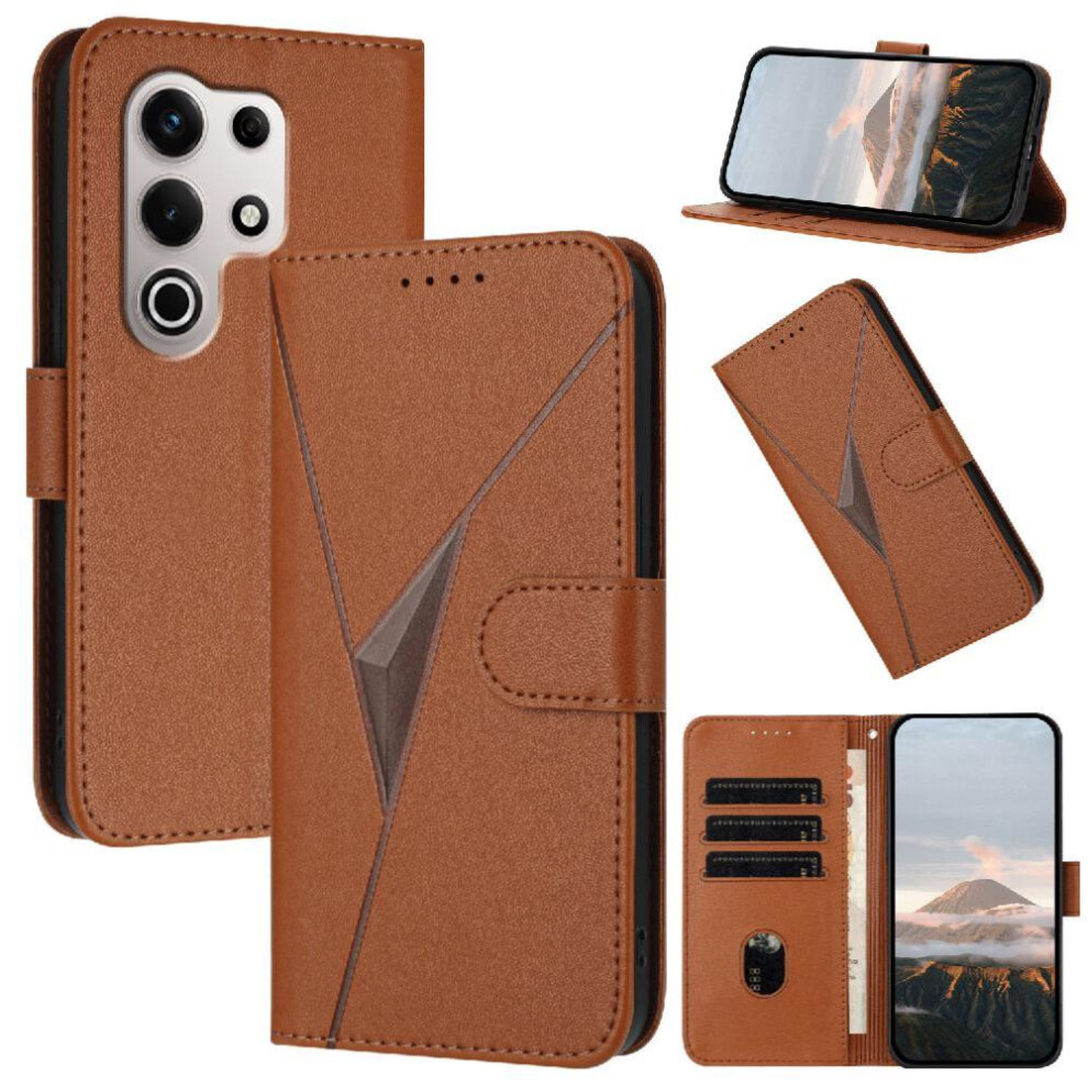(Brown) Flip Case For Itel S25 Ultra With Kickstand Function Premium Pu Leather With Card Slots Flip Protective Mobile Phone Anti-Fall Brown 764544183710