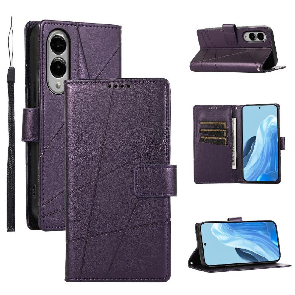 (Purple) Case For Samsung Galaxy S25 Edge Shock Absorbing Shockproof Kickstand Three Card Slots Purple 764544184038