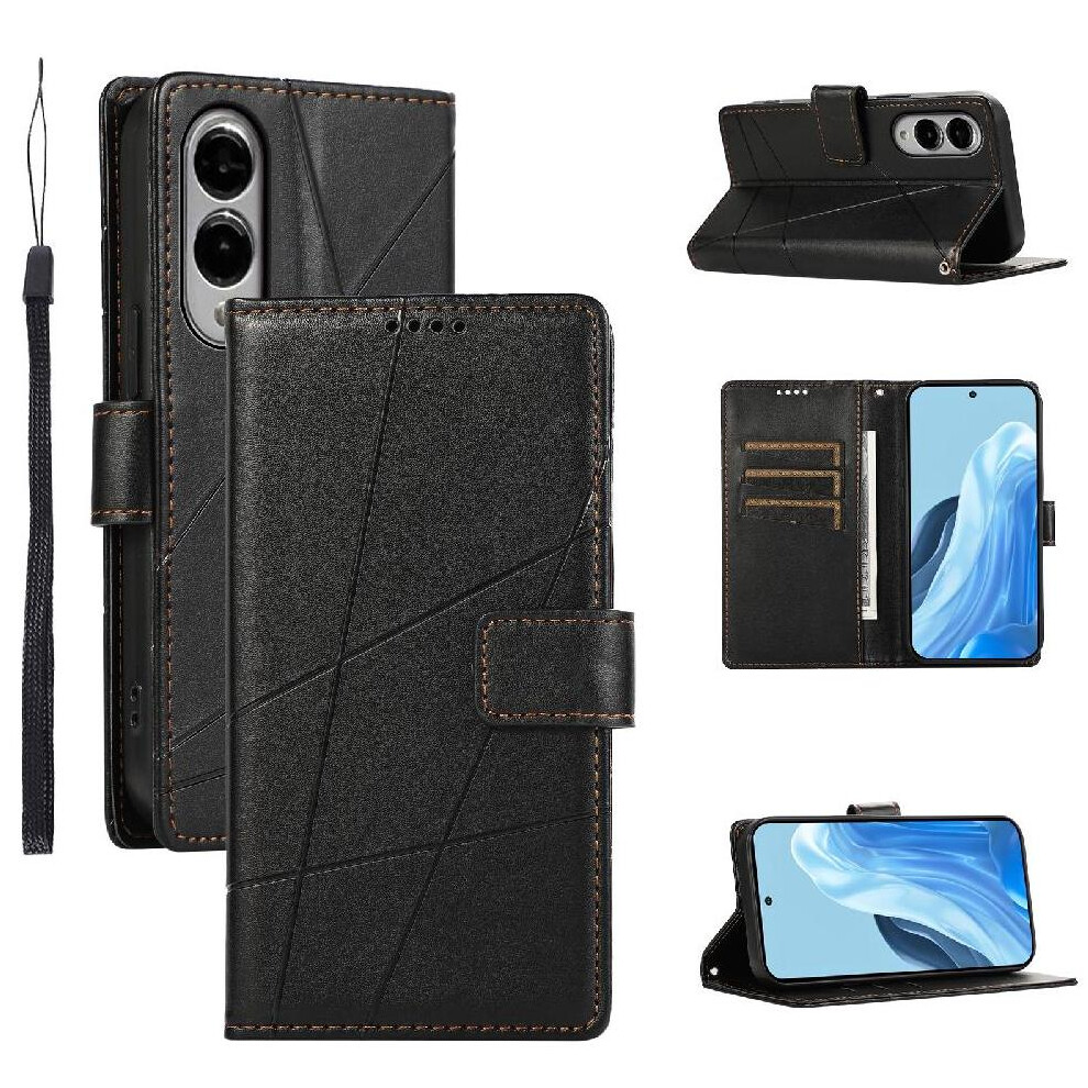 (Black) Case For Samsung Galaxy S25 Edge Shock Absorbing Shockproof Kickstand Three Card Slots Black 764544183994