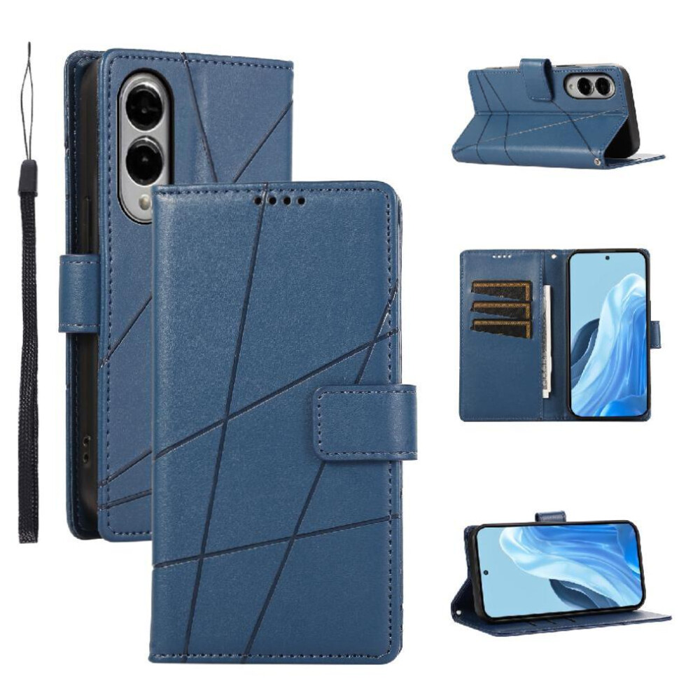 (Blue) Case For Samsung Galaxy S25 Edge Shock Absorbing Shockproof Kickstand Three Card Slots Blue 764544183987