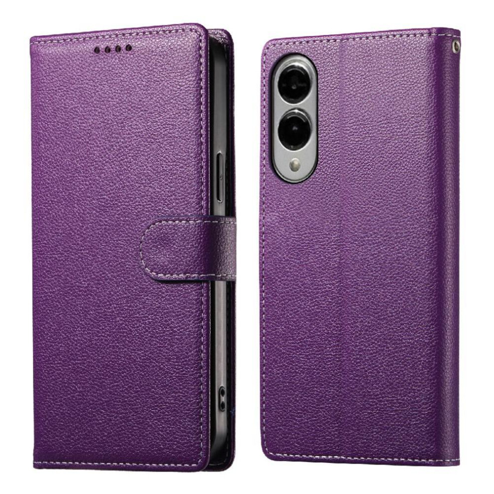 (Purple) Case For Samsung Galaxy S25 Edge Shockproof Daily Use Magnetic Closure Card Slots Purple 764544184328