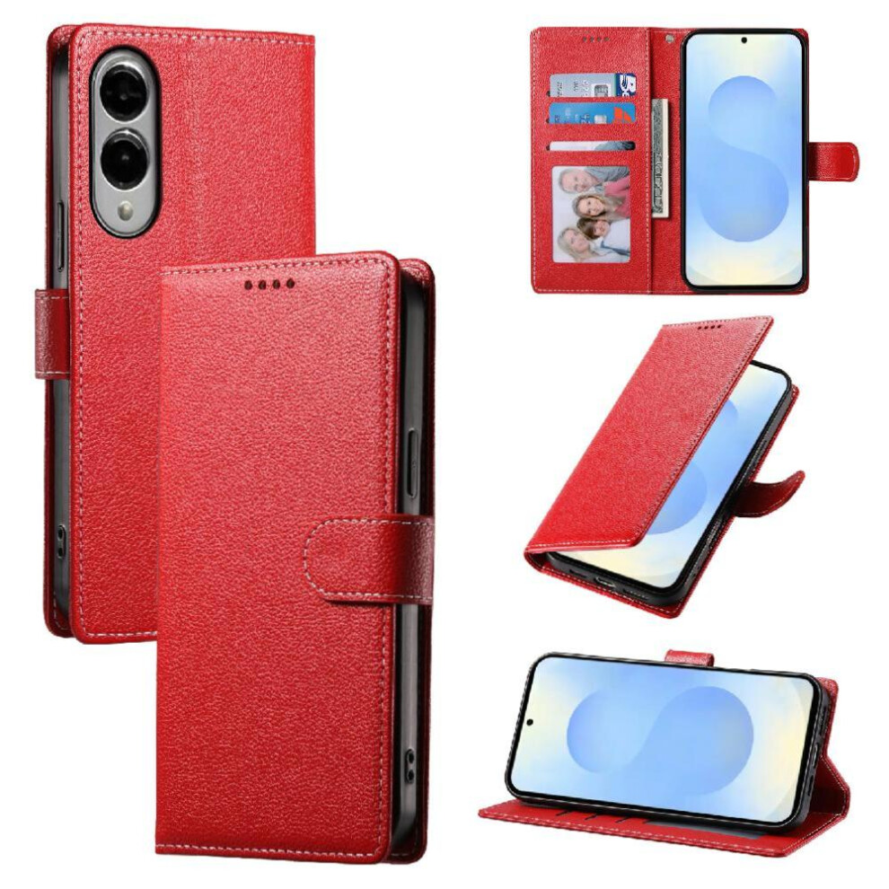 (Red) Case For Samsung Galaxy S25 Edge Shockproof Daily Use Magnetic Closure Card Slots Red 764544184366