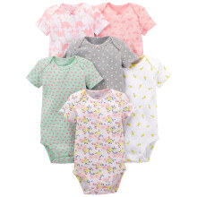 Enkle glæder ved Carter's Baby Girls 'Shortærme bodysuit-pakke med 6 flerfarve/dinosaur/blomster/skovdyr/frugt/hjerter Preemie