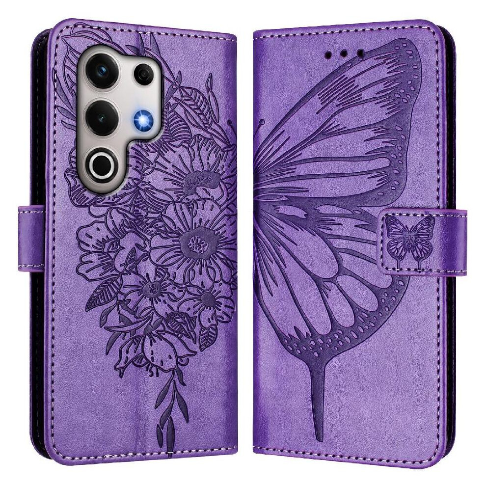 ( Violet) Case For Itel S25 Ultra 4G Embossing Butterfly Magnetic Premium Leather Flip Cover Light 764544187923