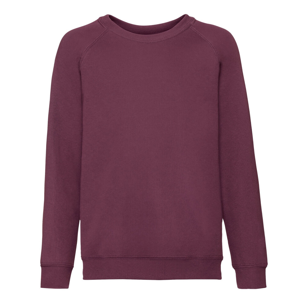 (12-13 Years, Burgundy) Fruit of the Loom Childrens/Kids Classic Raglan Sweatshirt