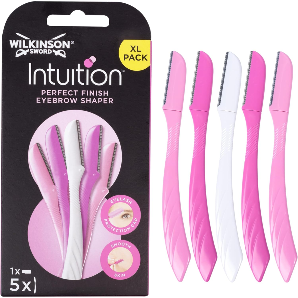 WILKINSON SWORD - Intuition Eyebrow Shaper for Women Facial Hair Remover and Trimmer Exfoliating Dermaplaning Tool Pack