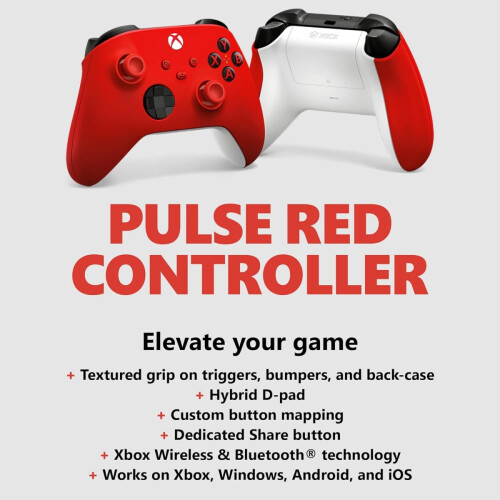 Refurbished Microsoft Xbox Core Wireless Gaming Controller - Pulse Red 2