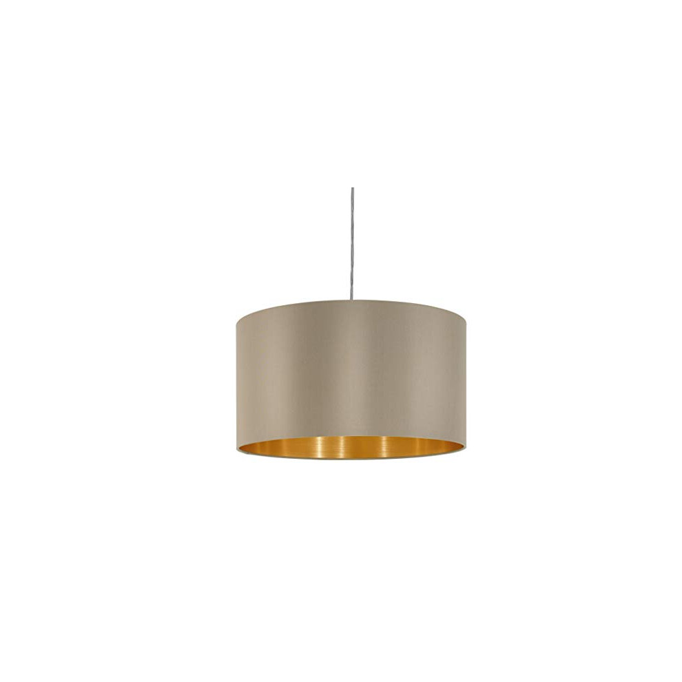 Eglo Maserlo Pendant Matt Nickel Stee And Taupe Fabric Hanging Lamp, Dining And Living Room Ceiling Ing, E27 Socket, ? 6 Inches Light/Gold