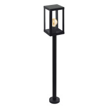 Eglo Alamonte 1 Outdoor Lamppost, Black Glavanized Steel and Clear Glass Driveway Light, Electric Garden Lighting, E27 Socket, IP44