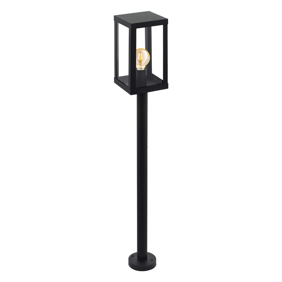 Eglo Alamonte 1 Outdoor Lamppost, Black Glavanized Steel and Clear Glass Driveway Light, Electric Garden Lighting, E27 Socket, IP44