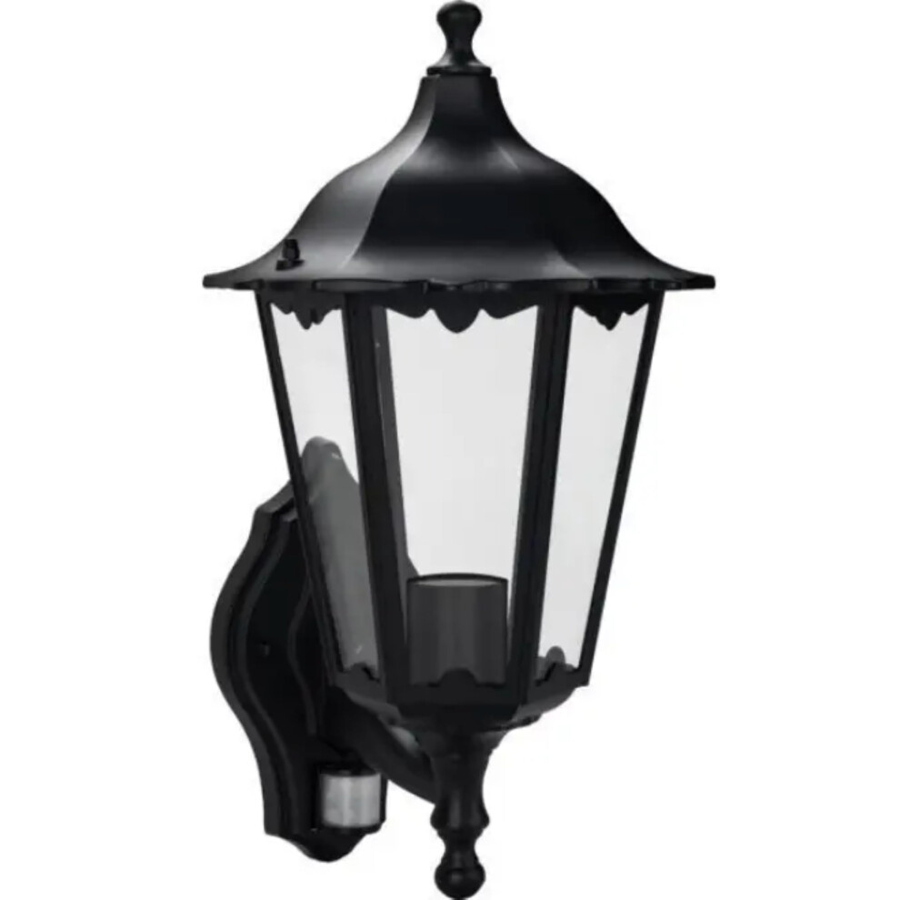 Luceco Six Panel Coach Lantern with PIR Sensor, Black