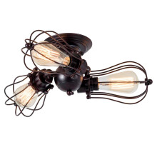 Luling Vintage Ceiling Light Industrial, Chandeliers Adjustable Socket Metal Wire Cage Lamp Semi-Flush Mount Rustic Ceiling Light Metal Lamp Fixtures