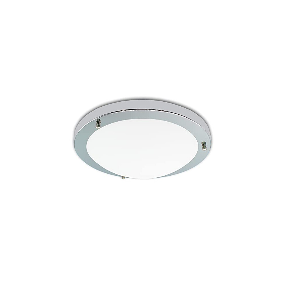 IMVSINCERE Chrome Modern Round Bahtroom Ceiling Light Home LED 18W Waterproof IP44 Glass Flush Ceiling Lights, 31cm, Natural White 4000K, 1360LM,-image-OPC-PGQ85YN-NEW