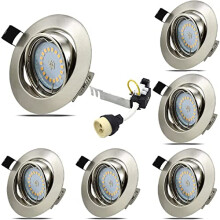 Allesgute 6X LED Downlights Ceiling Dimmable Recessed Down Lights Spotlights Brushed Chrome GU10 Light Fittings 30? Swiveling with 5W Bulbs Warm White