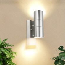 Allesgute Outdoor Wall Light Dusk Till Dawn Sensor Up and Down Outside Lights Mains Powered 240V IP44 Stainless Steel Outdoor Wall Lamp for Porch,