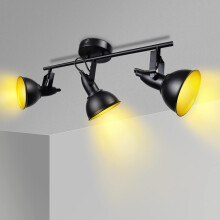 Unikcst LED Spot Lights Black Light Fittings Rotatable 3 Way Retro Spotlights Ceiling E14 240V for Kitchen Living Room Bedroom (No Bulbs)