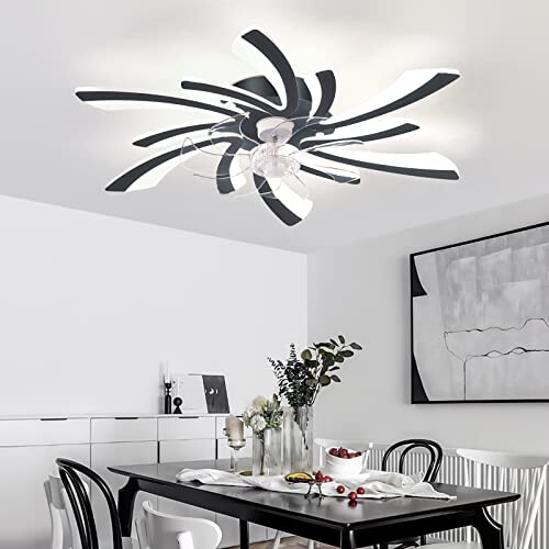 Ceiling Fans With Lights - 52 Inch Black Ceiling Fan With Remote Modern Ceiling Fan With 6 Speed Noiseless Reversible Dc Motor And Sleep Timer - View #12