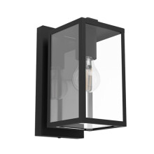 Eglo Outdoor Wall lamp Budrone, Outside Porch Lighting, Vintage Porch Lighting, Made of Metal in Black and Glass in Transparent, E27 Socket, IP44