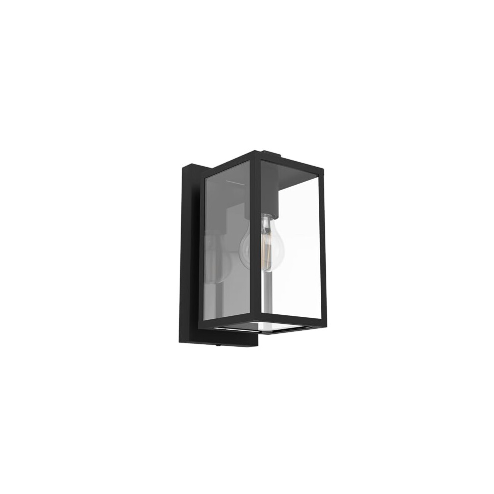Eglo Outdoor Wall Lamp Budrone, Outside Porch Lighting, Vintage Porch Lighting, Made Of Metal In And Glass In Transparent, E27 Socket, Ip44 Black