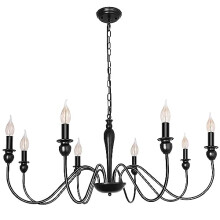 Matte Black Farmhouse Chandelier Light Fixture Ceiling 8 Light Large Rustic Industrial ?95cm Chandeliers for Dining Room Candle Ceiling Light Fixture