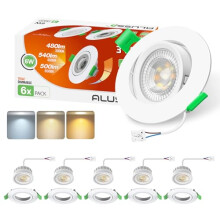 ALUSSO LIGHTING Tilt LED Downlights for Ceiling, 6W 540lm ?75mm Ultra Slim Recessed Ceiling Lights Dimmable Tri-Color, LED Round Spotlights for Living