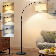GyroVu Arc Floor Lamp - Tall Free-Standing with Adjustable Head, 3-Color LED Temp, Foot Switch, 350/180 Angles, G-1FL-86008