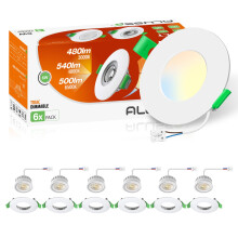 ALUSSO LED Downlights Dimmable 6W, 540lm Ultra Slim Spotlights 68-75mm, IP44 Recessed Lights Warm White 3000K Natural White 4000K Cool White 6500K for