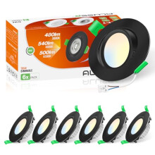 ALUSSO Tilt LED Downlights Dimmable 6W, 540lm Ultra Slim Spotlights 75-78mm, 3CCT Tilt Recessed Lights Warm White 3000K Natural White 4000K Cool White