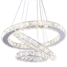 Dixun LED Chandeliers 3 Rings LED Ceiling Lighting Fixture Modern Crystal Chandeliers Adjustable Stainless Steel Pendant Light for Bedroom Living Room