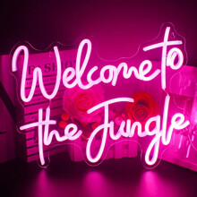 Looklight Welcome to The Jungle Neon Sign Pink LED Neon Light Signs for Wall Decor USB Powered Jungle Neon Lights for Bedroom Home Bar Garden Wedding