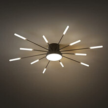 Modern LED Ceiling Light,12+1 Heads Semi Flush Mount Black Chandeliers Ceiling Lighting for Bedroom Living Room Kitchen Dining Room Restaurant