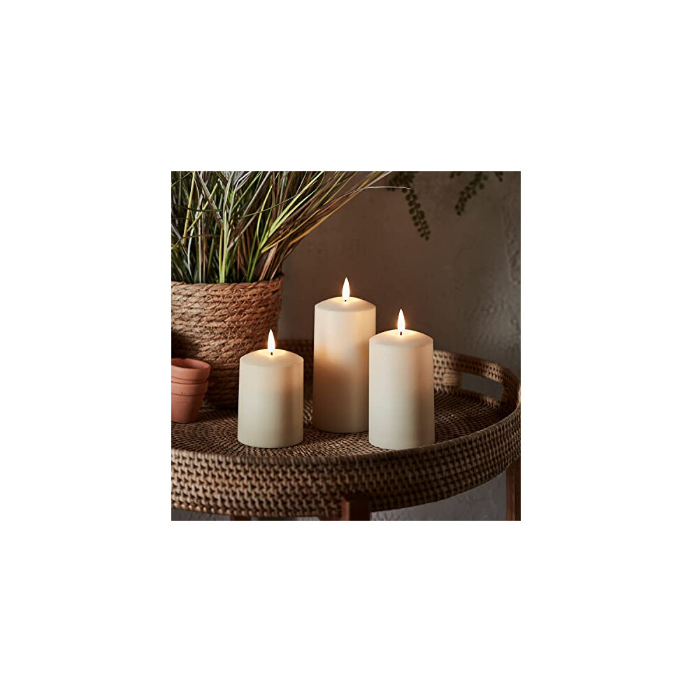 Lights4fun Set Of 3 Truglow? Outdoor Waterproof Flameless Led Pillar Candles Battery Operated With Timer