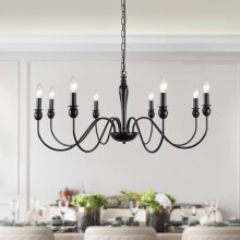 ASHUAQI Black Chandelier, 8 Lights Farmhouse Black Chandeliers Ceiling Lights, Large Chandeliers Ceiling Light with E14 Base, Industrial Black Ceiling
