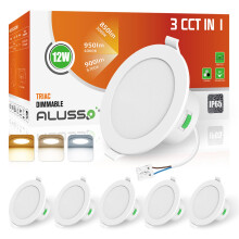 ALUSSO IP65 LED Downlights Ceiling Dimmable 12W 960LM LED Recessed Ceiling Spot Lights 3000K Warm 4000K Neutral 5700K Cool Adjustable Spotlights