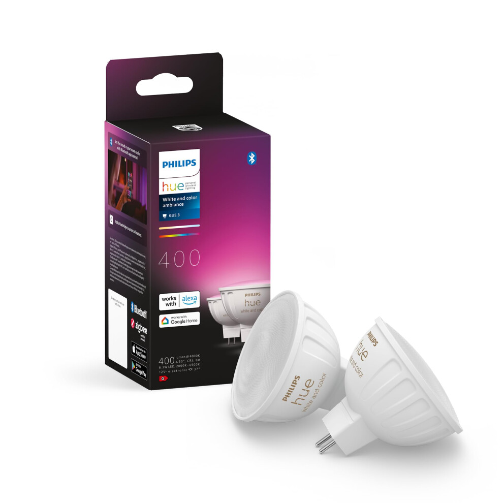 Philips Hue Led Smart Spot - And Colored - 2 Pack - Mr16 Light/White