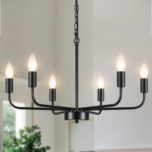 MRHYSWD Black Chandeliers Ceiling Lights Living Room, 6 Lights Pendant Light Fitting Industrial Ceiling Lighting for Kitchen Dining Room Bedroom Hall,